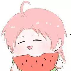 头像女娃吃瓜,童趣盎然，共享夏日清凉